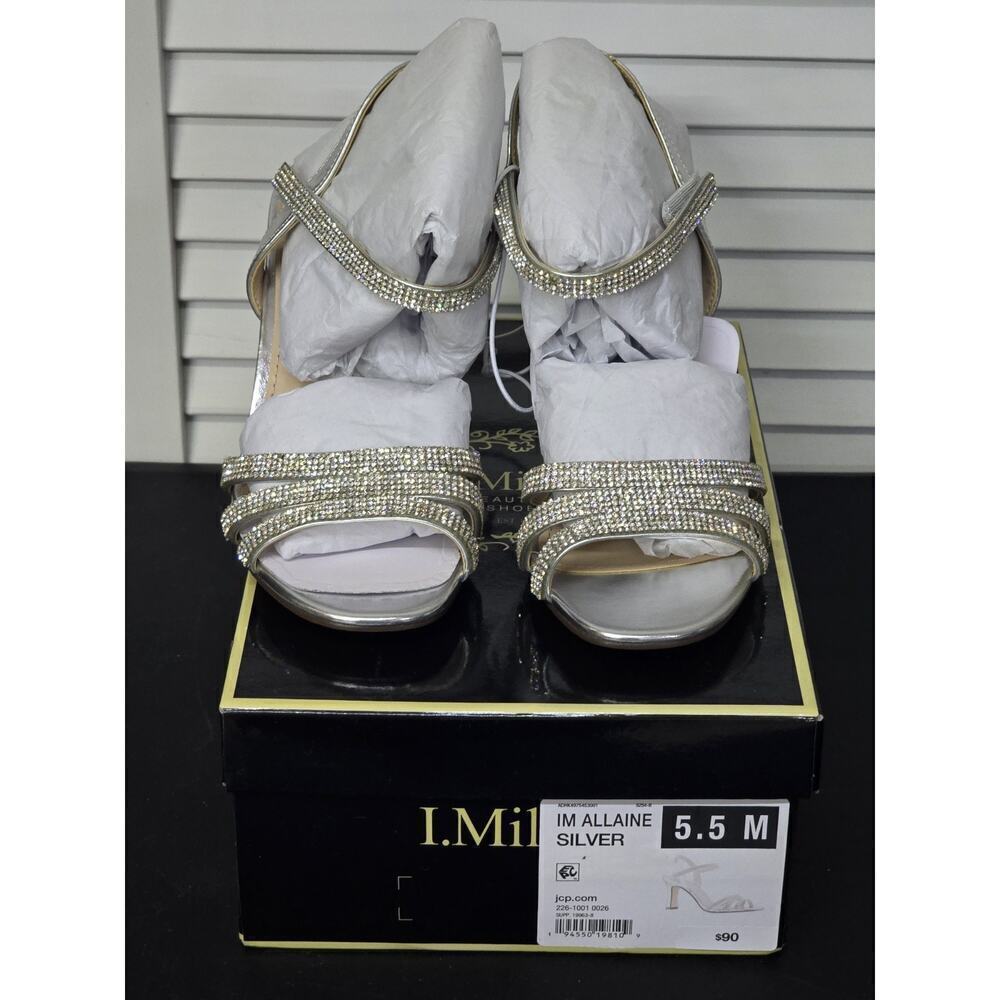 I. Miller Allaine Shoes Sparkling Silver Strappy Sandals Silver Size 5.5M NWB